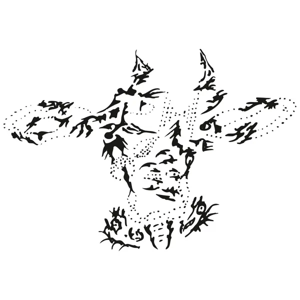 Abstrato estilizado cabeça de vaca B & W — Vetor de Stock
