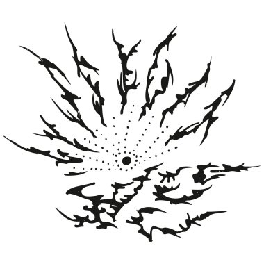 Abstract stylized B&W sun fire clipart