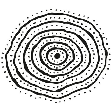 Abstract stylized B&W concentric circles pattern clipart