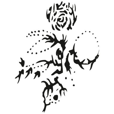 Abstract stylized B&W rose on stalk clipart