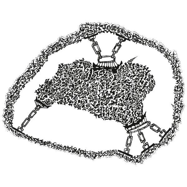 Abstrait stylisé noir et blanc peau ou polaire dans les chaînes — Image vectorielle