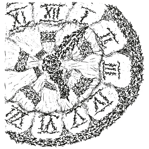 Abstrakte stilisierte s / w antike Uhr — Stockvektor