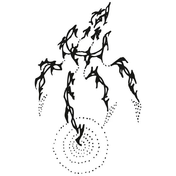 Abstrait stylisé griffe B & W touchant l'eau — Image vectorielle