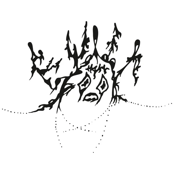 Abstrakt stiliserade B&W sorgliga Lilla spöket — Stock vektor