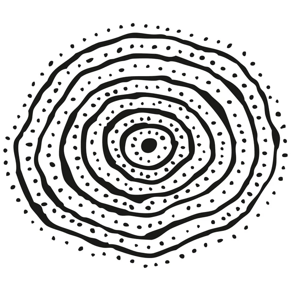 Abstraktní stylizované B&W soustředné kruhy vzor — Stockový vektor