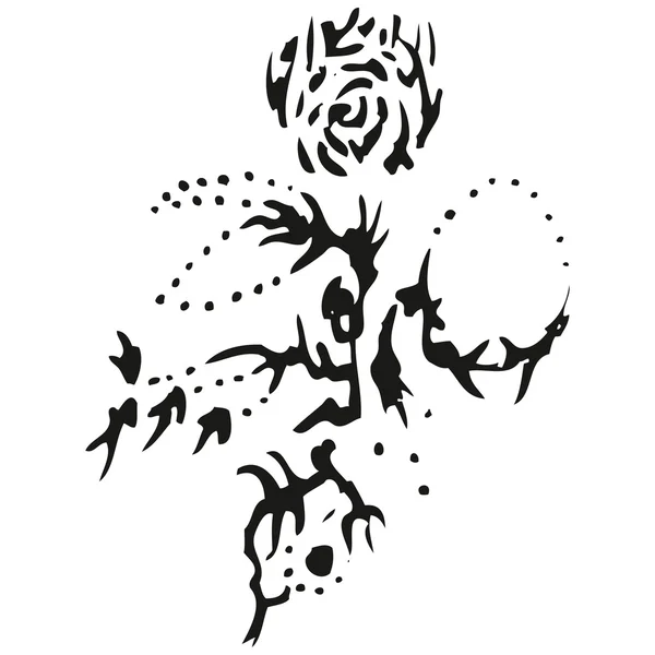 Streszczenie stylizowane B&W róża na łodygi — Wektor stockowy