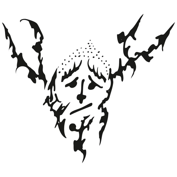 Abstract stylized B&W celtic sad horny mask — Stock Vector