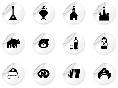 Stickers with russian icons clipart