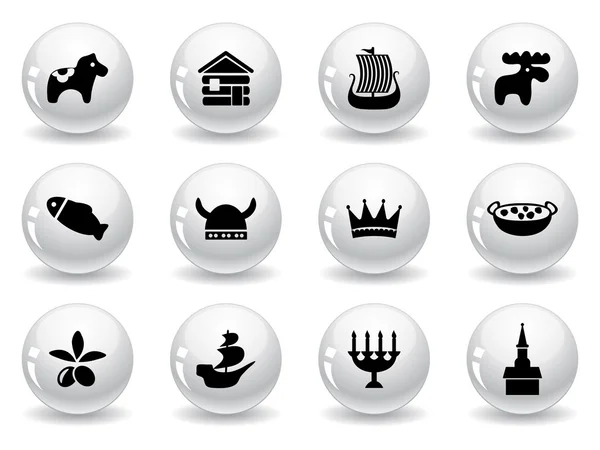 Bottoni web, icone svedesi — Vettoriale Stock