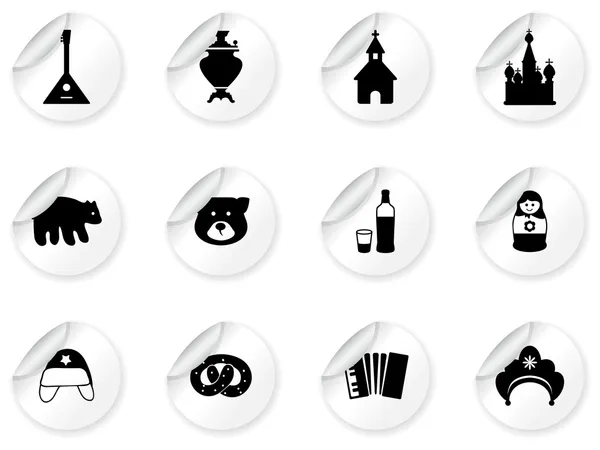 Stickers avec icônes russes — Image vectorielle