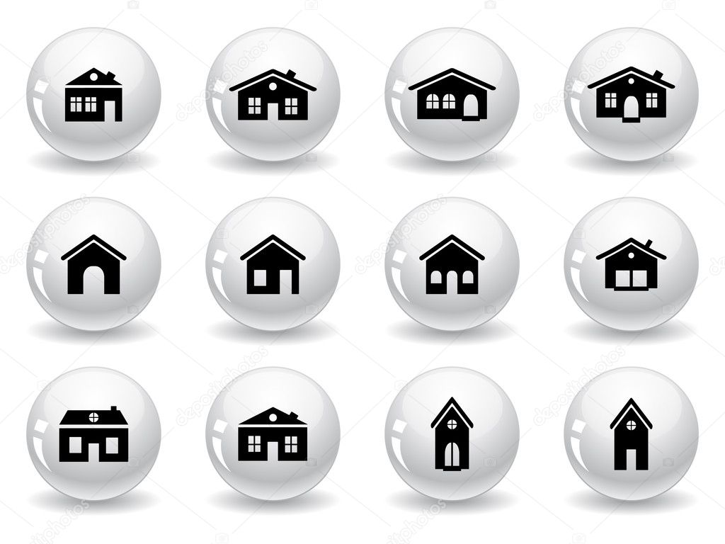 Web buttons, house and buildings icons