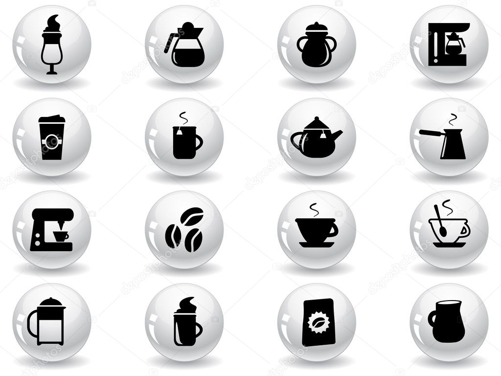 Web buttons, coffee icons