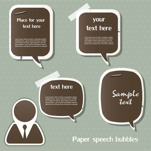 Bulles de discours en papier — Image vectorielle