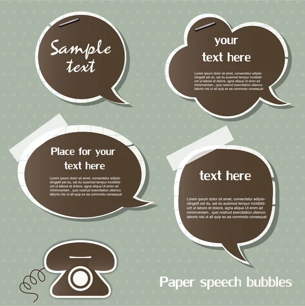 Burbujas de habla de papel — Vector de stock
