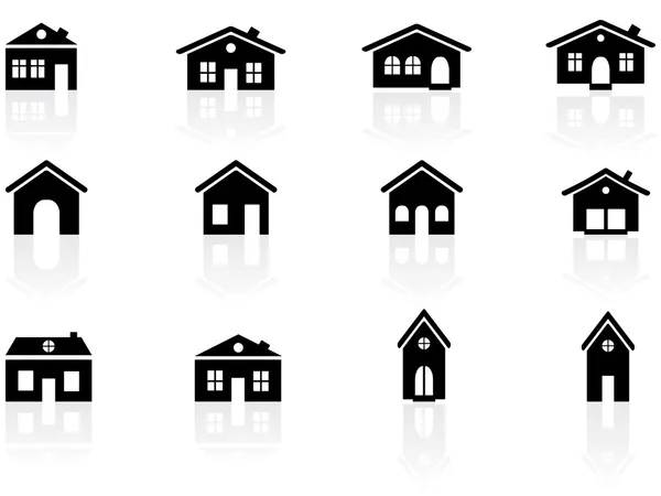 Iconos de casas y edificios — Vector de stock