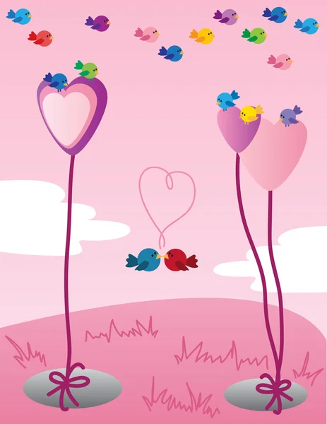 Sweet Valentine birds — Stock Vector