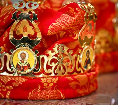 Wedding crown with depiction of Saint Nicholas and Jesus Christ (fragment, clipart