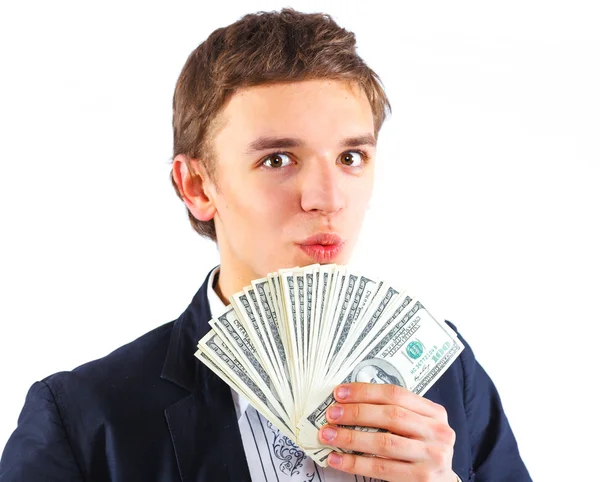 stock image Young man with money