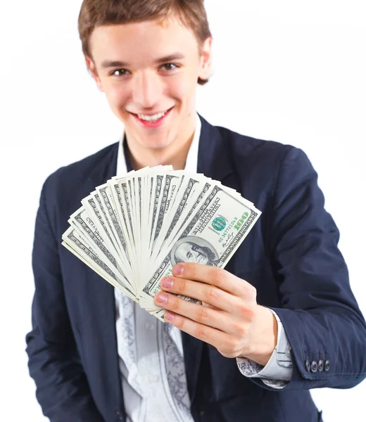 Mladý muž s penězi — Stock fotografie