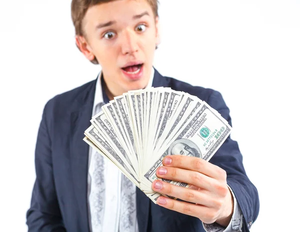 stock image Young man with money