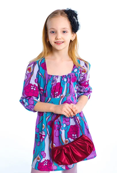 Ung modell i färgglada klänning — Stockfoto