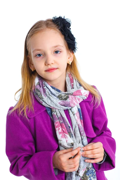 Young model in colorful scarf and coat — Stock Photo, Image