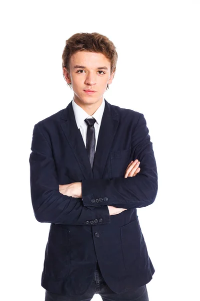 Мальчик-подросток в деловом костюме — стоковое фото
