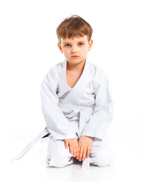 Aikido fiú harci helyzetben — Stock Fotó