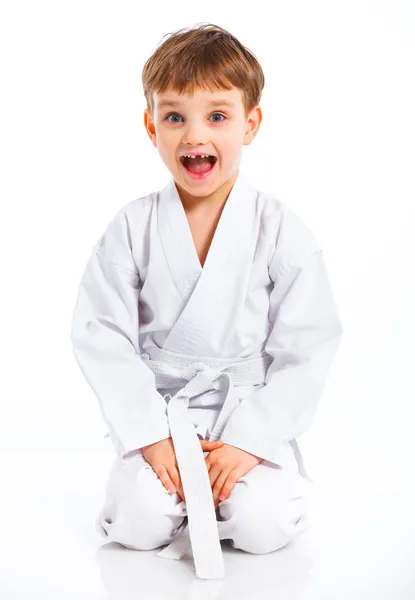 Aikido fiú szabadidő pozíció — Stock Fotó