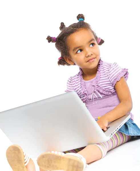 stock image Young girl using notebook computer