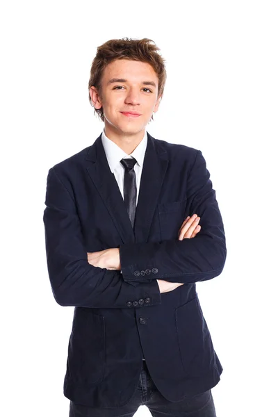 Teenage boy in a business suit — Stock Photo, Image
