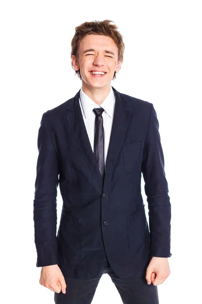 ビジネス スーツの 10 代の少年 — ストック写真