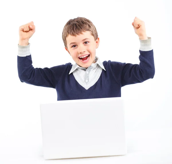 Young boy using notebook computer — Stock Photo, Image