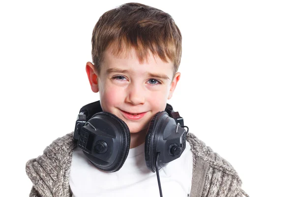 Portrait of boy listening to music — Stock Photo, Image