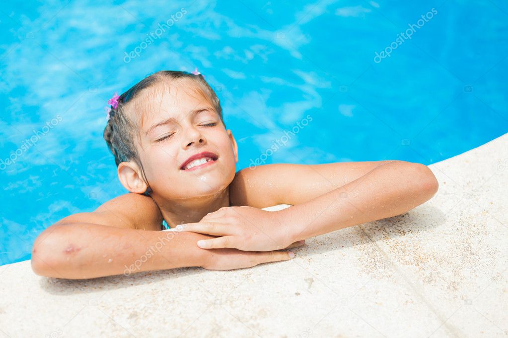 Pretty young girl at pool