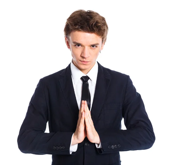 Teenage boy in a business suit — Stock Photo, Image