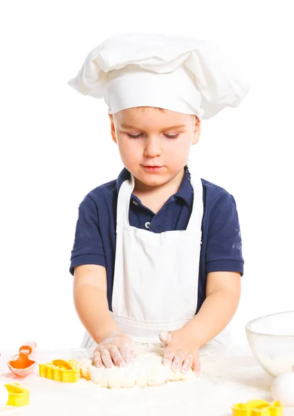 stock image Beautiful caucasian boy making a cake