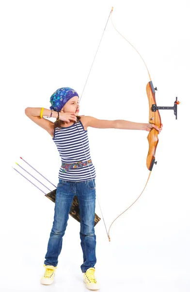 Adolescent fille faire tir à l'arc — Photo