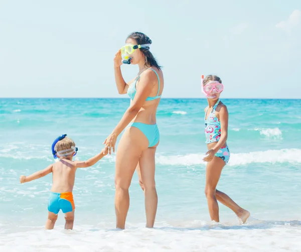 stock image Happy family snorkeling