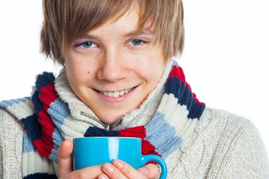 Young frozen teenager in winter style clipart