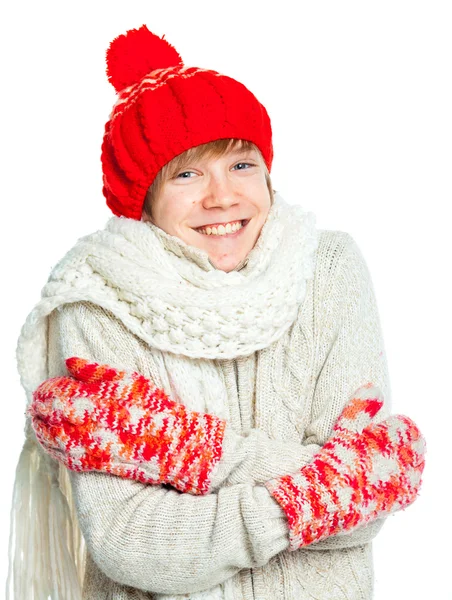 Joven congelado adolescente en invierno estilo — Foto de Stock