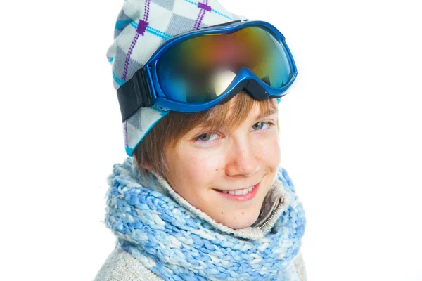 stock image Portrait of a caucasian teenager in ski wearing