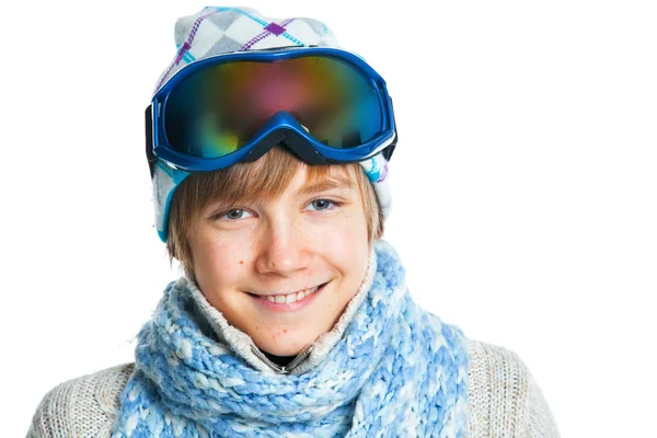 Portrait of a caucasian teenager in ski wearing — Stock Photo, Image