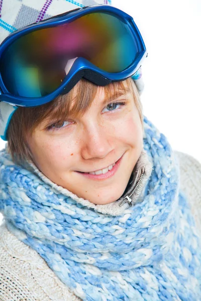 stock image Portrait of a caucasian teenager in ski wearing