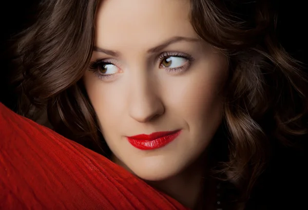 Closeup portrait of beautiful girl with makeup — Stock Photo, Image