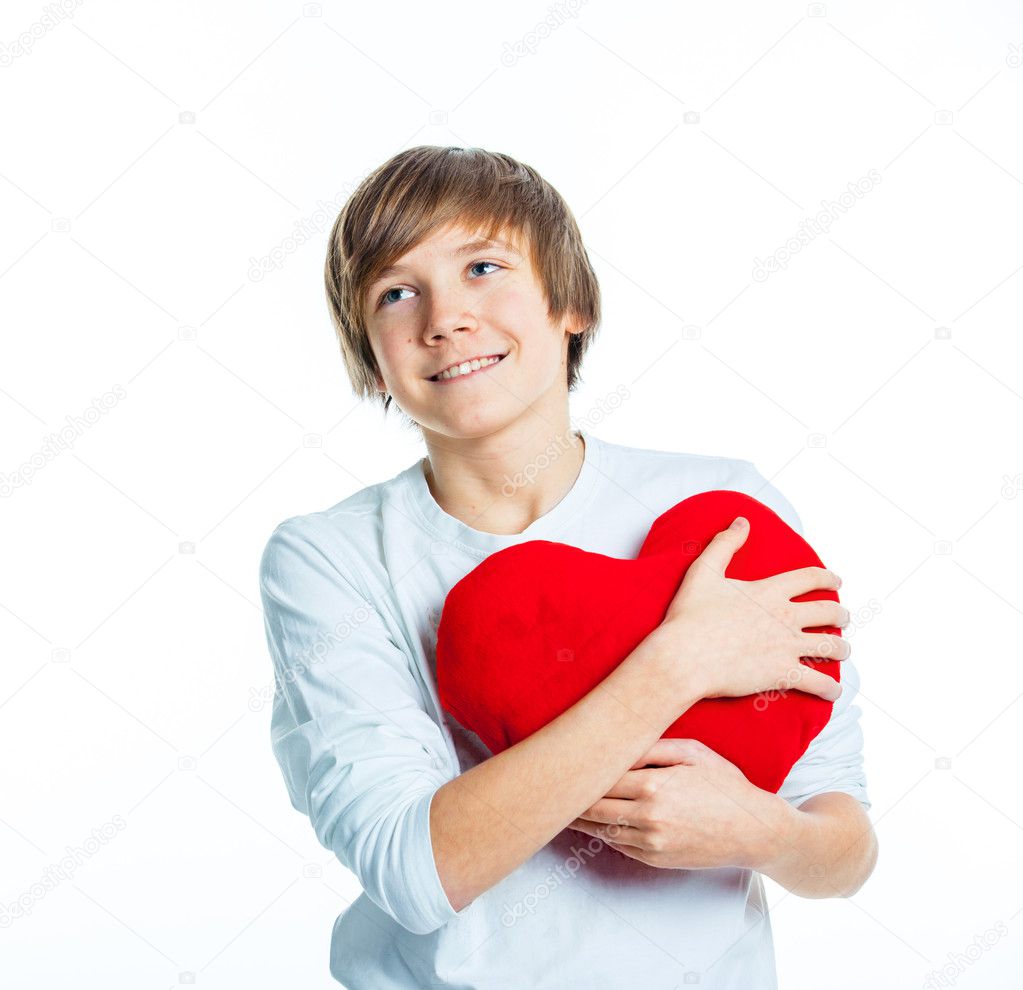 Boy with red heart — Stock Photo © mac_sim 8987385
