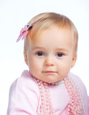 Portrait of an adorable baby girl clipart