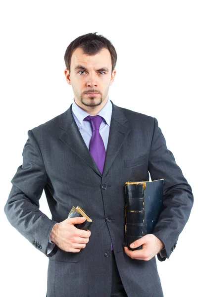 Portret van een zakenman met boek — Stockfoto