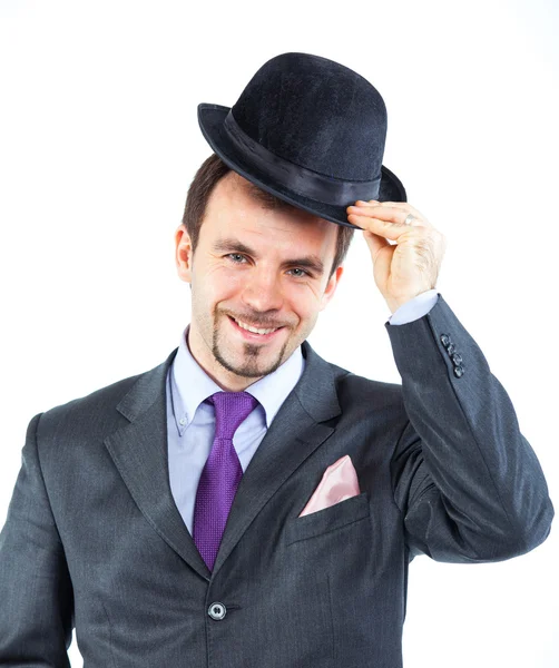 Portret van een zakenman met hoed — Stockfoto