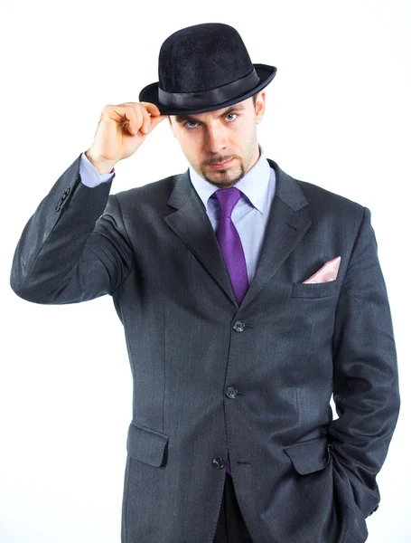 Portræt af en forretningsmand med hat - Stock-foto